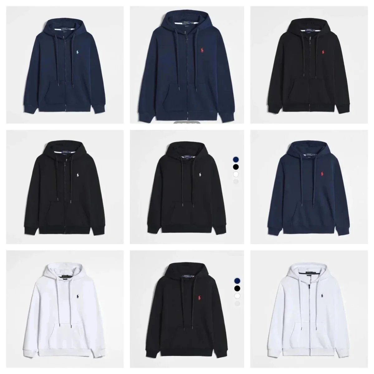 Polo zip up hoodie ( 12 colors)