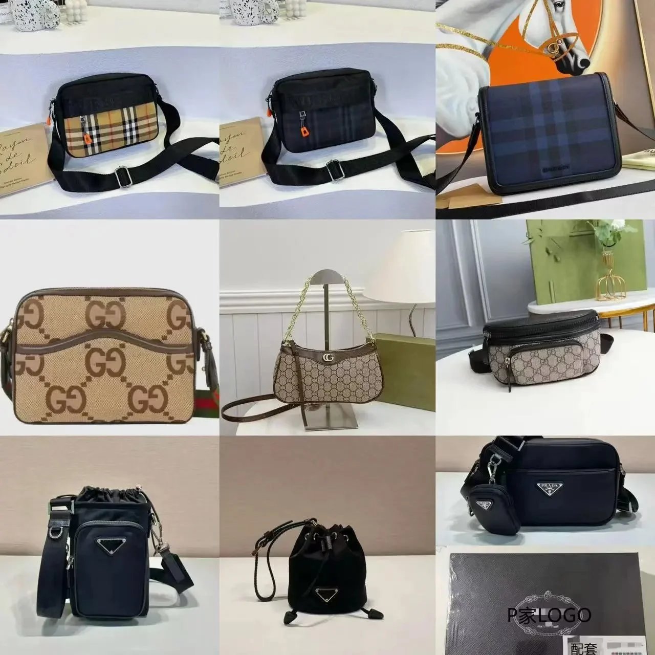 Burberry messenger bag/waist bag/shoulder bag/Prada bag/Lacoste bag/Diesel bag