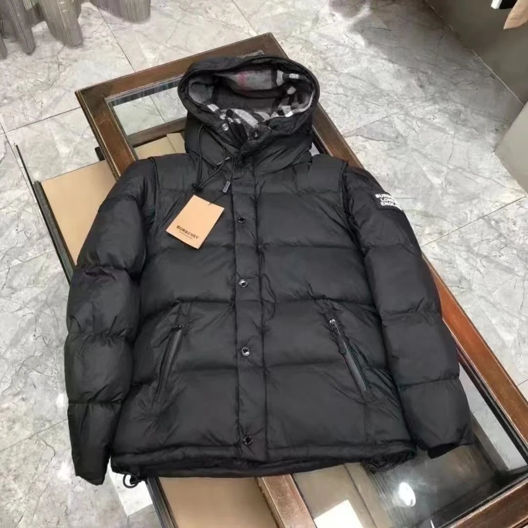 Burberry Down Jacket with Check-Print Hood - Thumbnail 7