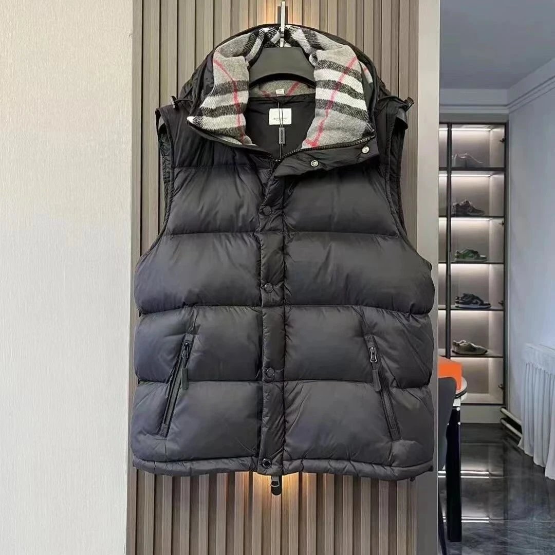 Burberry Down Jacket with Check-Print Hood - Thumbnail 8