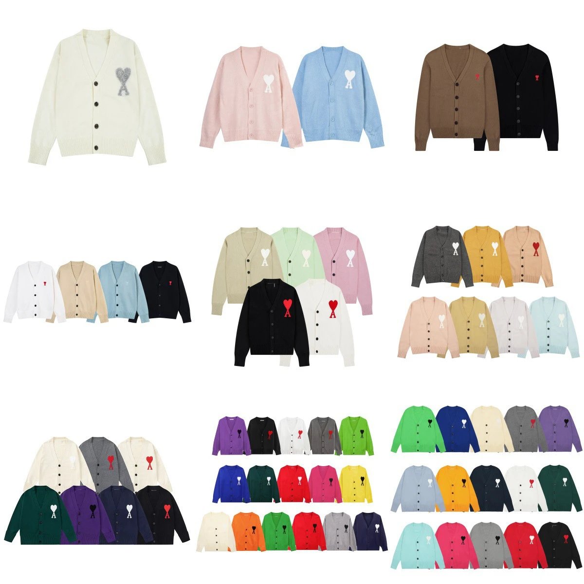 AMI Paris Heart Logo Cardigan Sweater [40+ Colors]