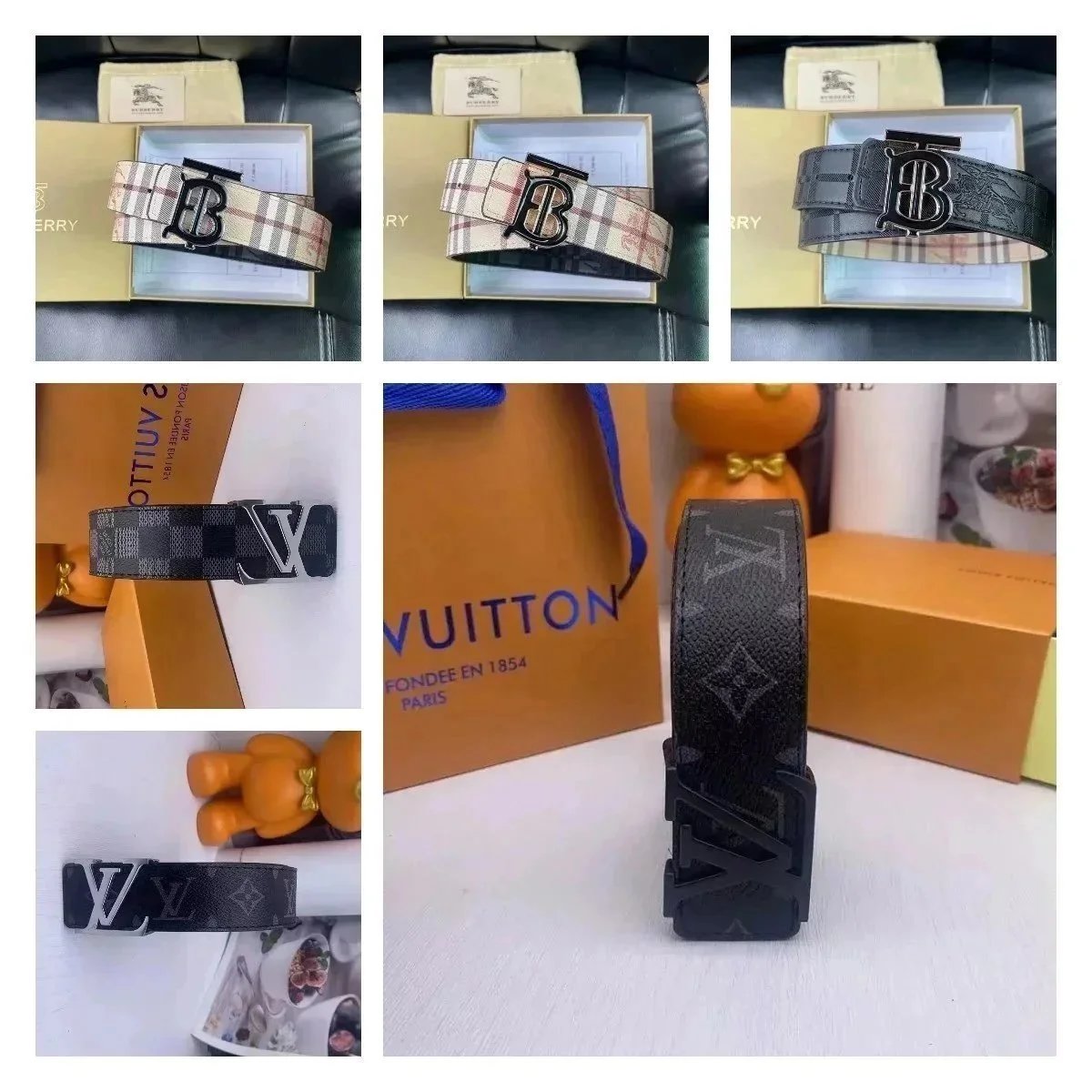 Burberry TB Monogram Belt / Louis Vuitton LV Initiales Belt (With Box)