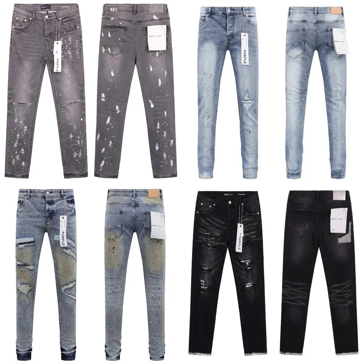 PURPLE Paint Splatter Distressed Jeans [Multiple Colors & Styles]