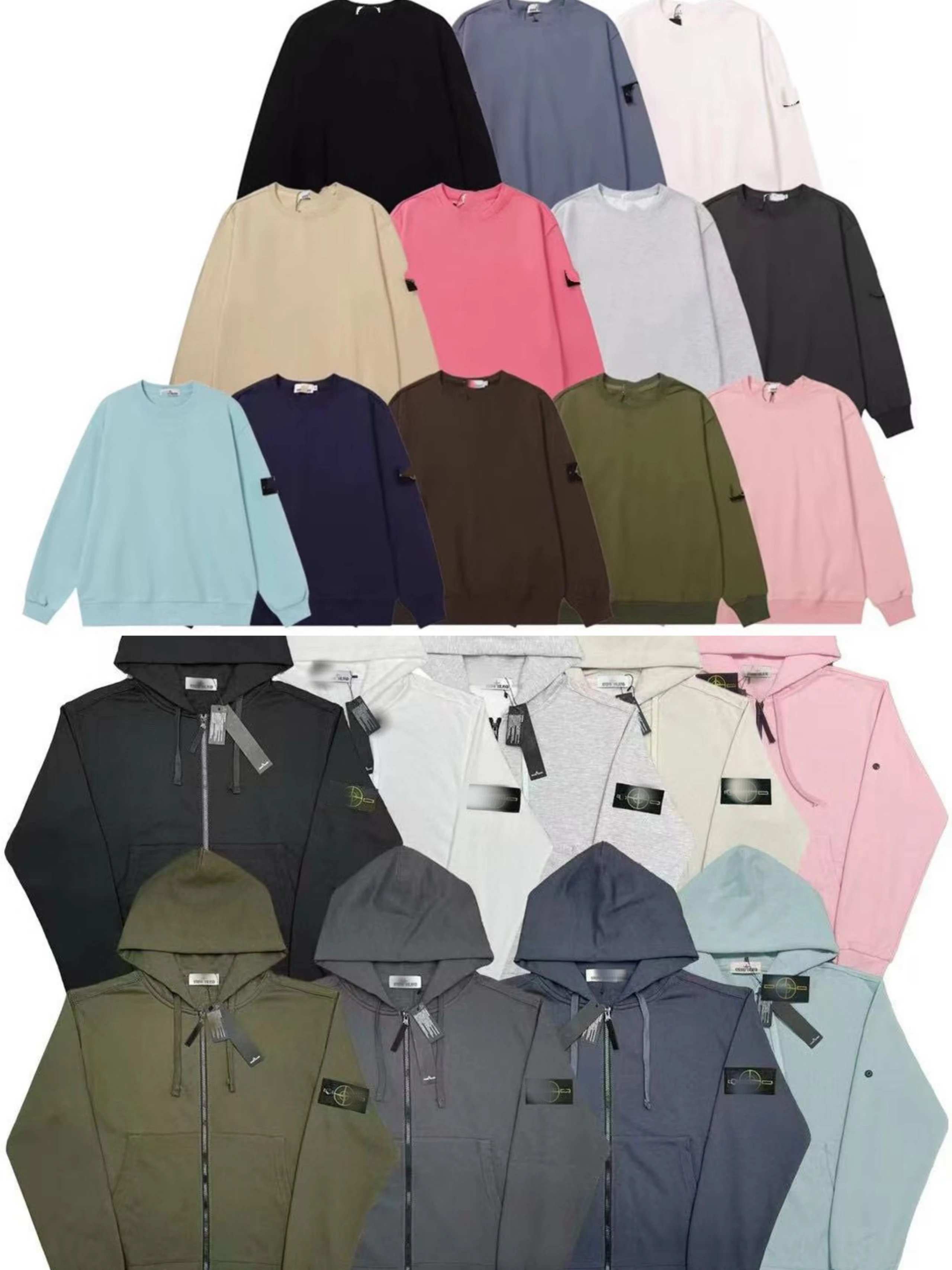 Stone Island Crew Neck Sweatshirt & Zip-Up Hoodie Collection [Multiple Colors & Styles]