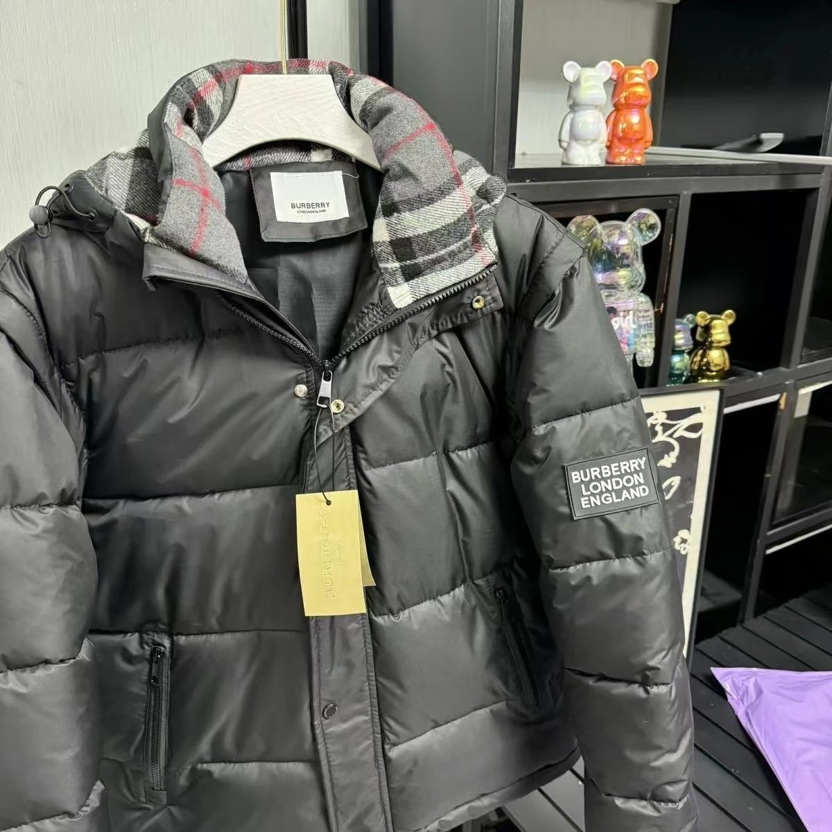 Burberry Down Jacket with Classic Check Hood Lining - Thumbnail 3