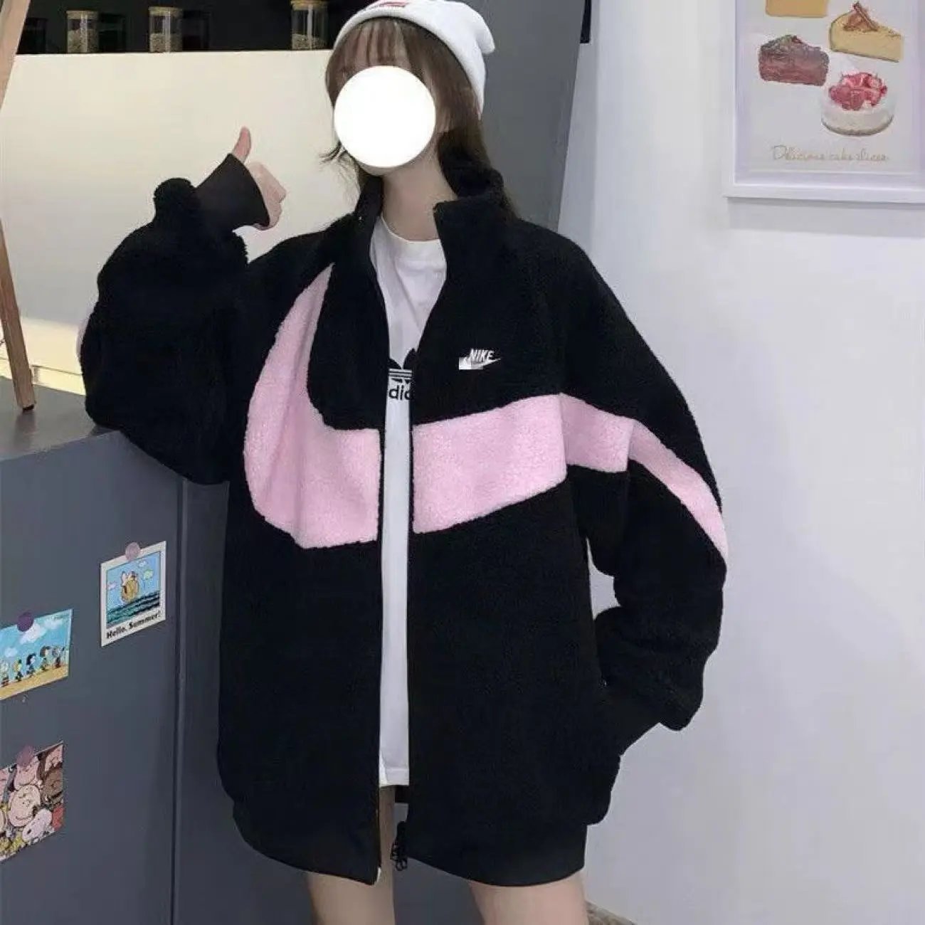 Nike Swoosh Fleece Jacket Winter Coat - Thumbnail 4