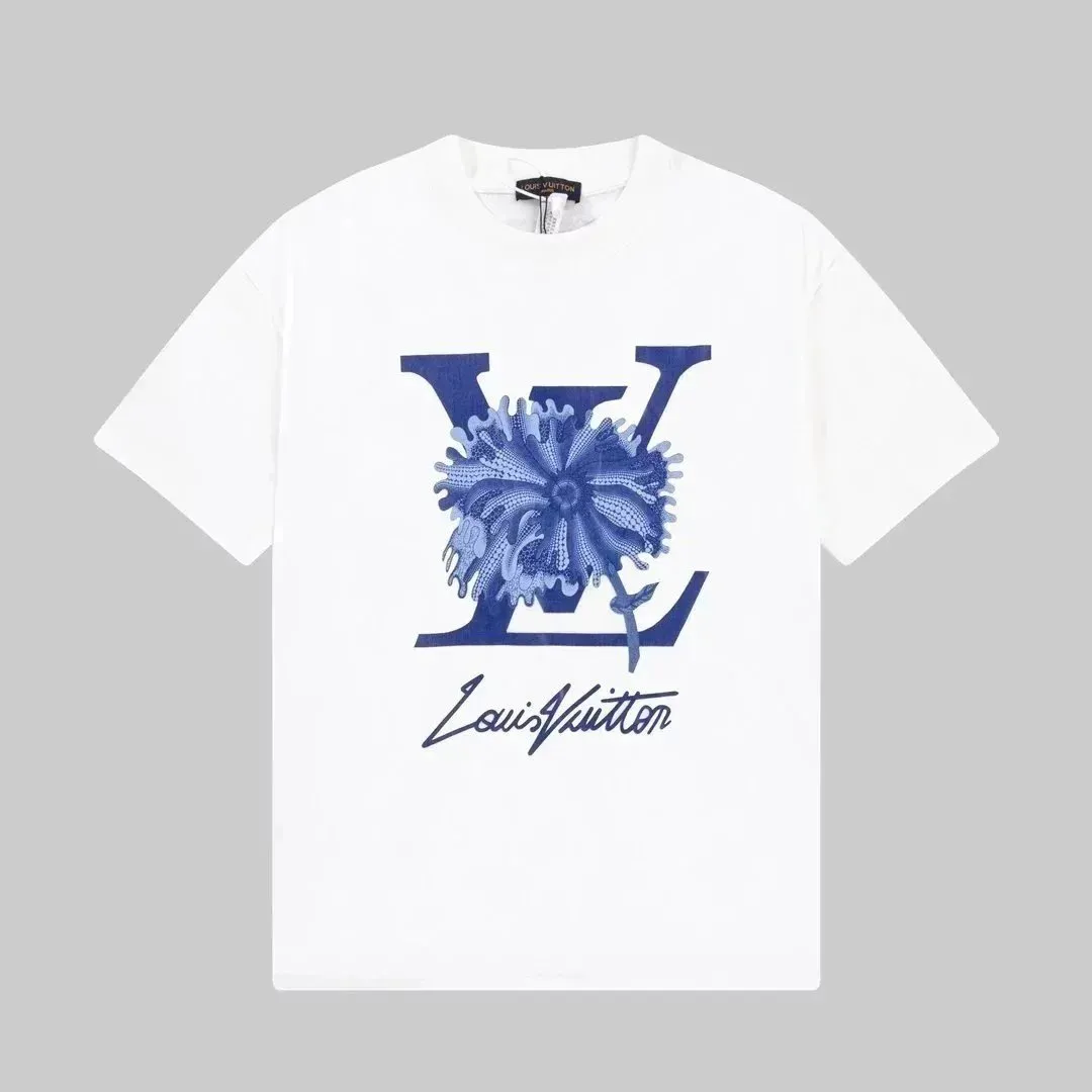 White Blue Flower Label 002