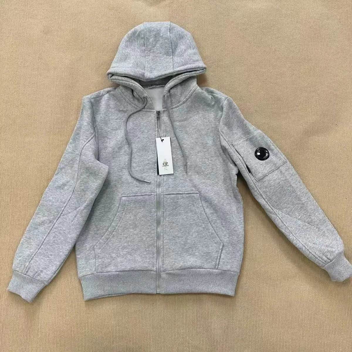 C-hoodie cardigan gray (with fleece)