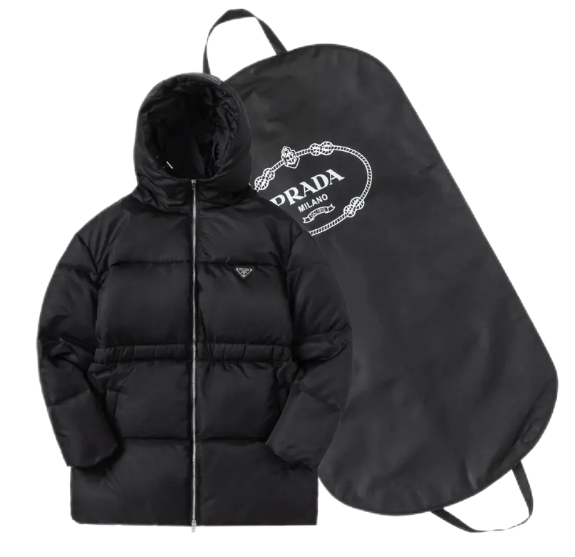 连帽短款羽绒服蜜蜂小标黑