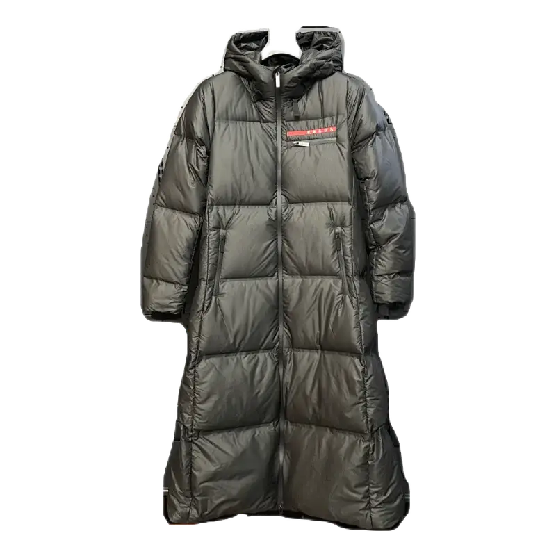 长款羽绒服字母小标 茶色