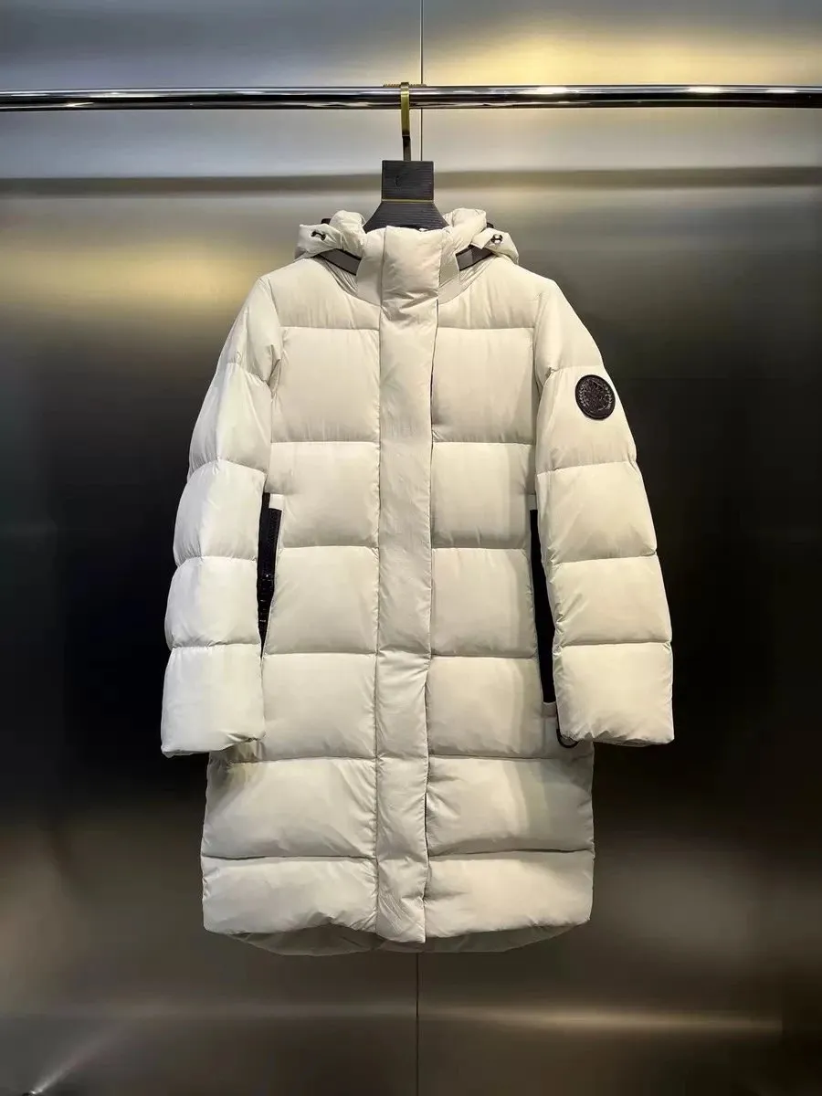 Canada goose最高品质<90%白绒长款白色-灰色袖标